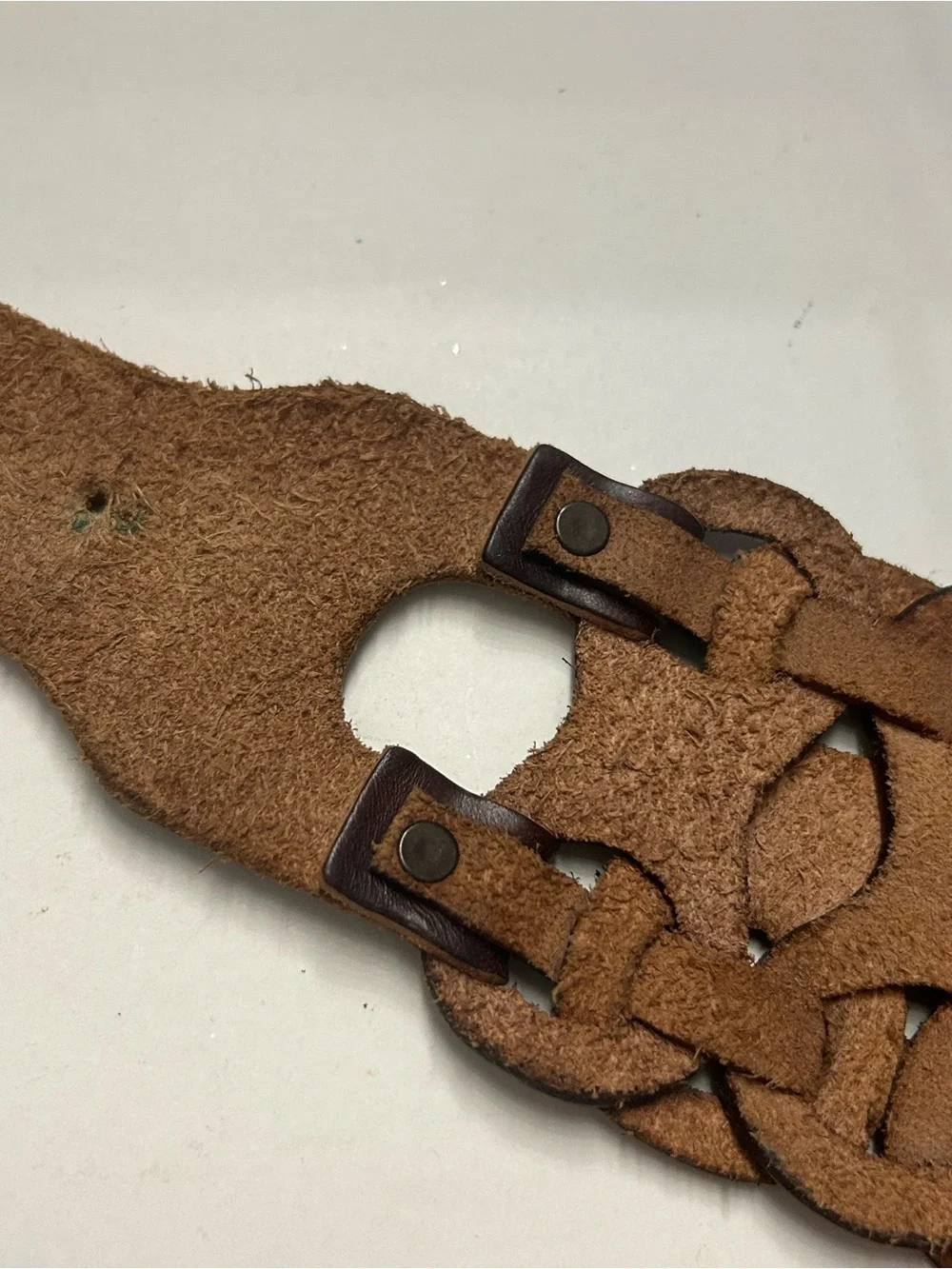 Wide Genuine Leather Interlocking Chain Belt S Equal Hands Allison